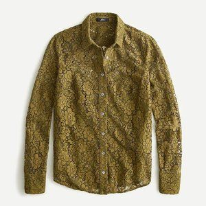 J.Crew Moss Classic-Fit Lace Button-Up Top Size 10